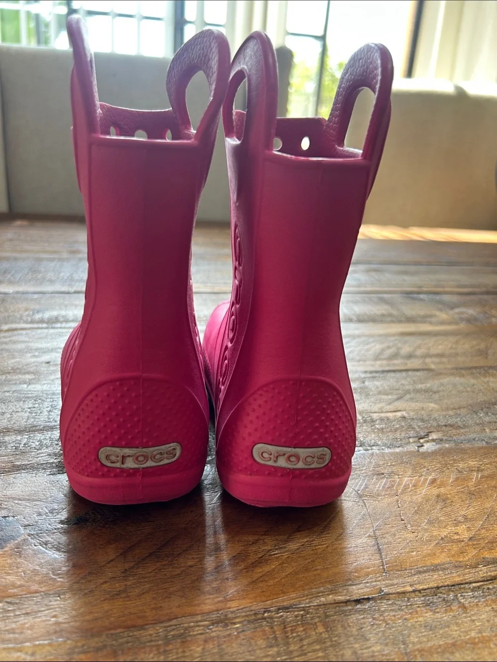 CROCS Kids Pink Waterproof Handle Rain Boots